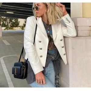 LINI Ella Double-Breasted Blazer White Women's Size 4